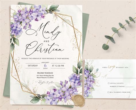 Lilac Wedding Invitation Templates